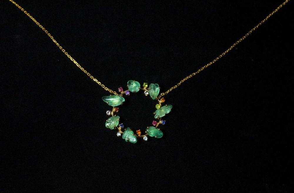 Antique Emerald Pendant, Multi Color Gemstone Necklace Singapore