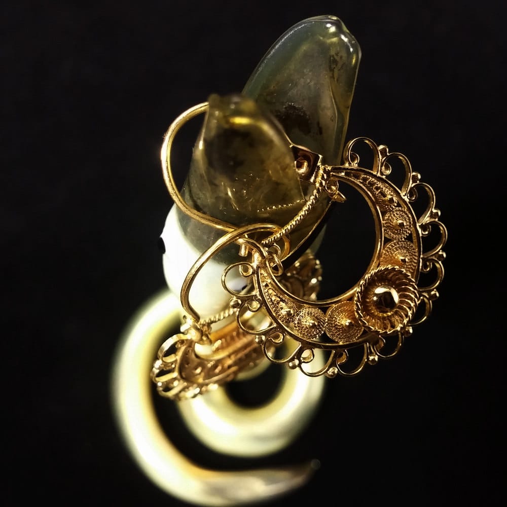 Antique Gold Filigree Earrings, Mexican Singapore Island Jewellery Store