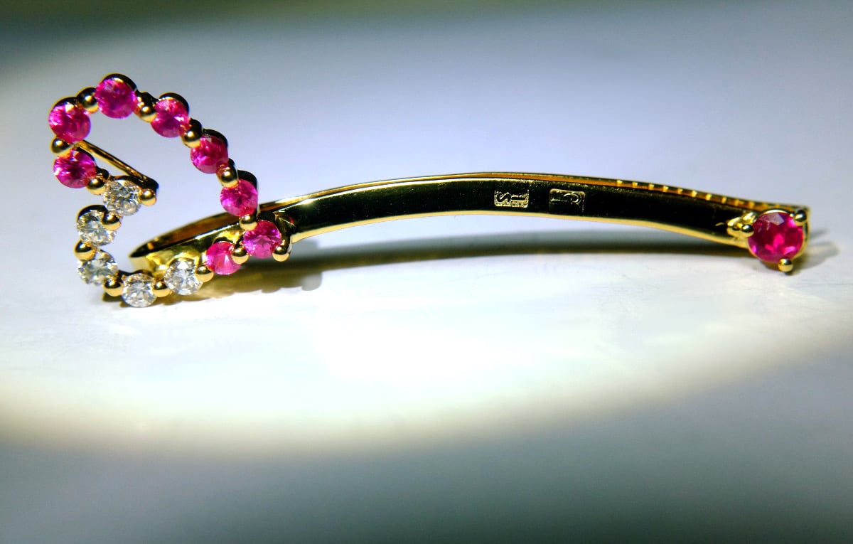 18k Ruby Diamond Hair Pin Clip Singapore Island Jewellery Store