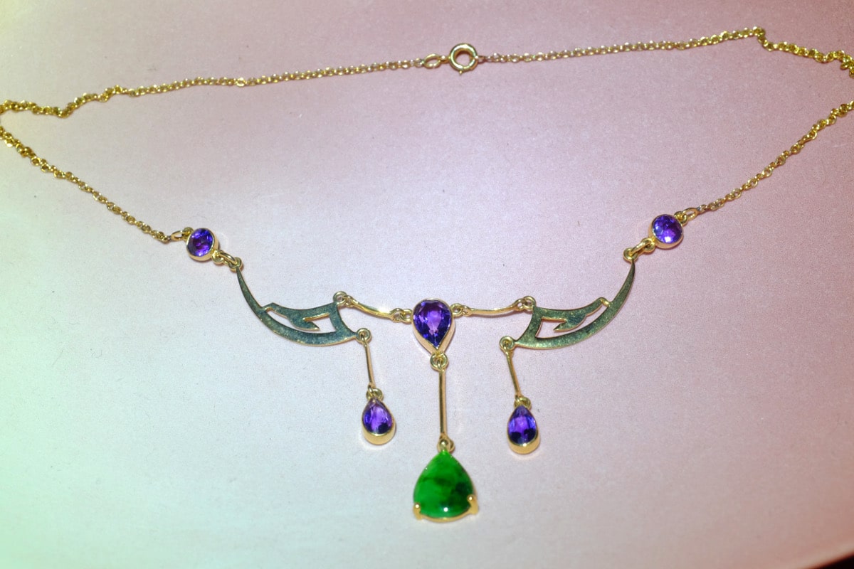 amethyst and jade necklace