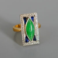 SIJS, bespoke gemstone jewellery singapore, art deco singapore, art deco statement ring, art deco pinky ring, art deco pinky ring, pinky ring Singapore, art deco jade and diamond ring, art deco jade ring, jade engagement ring singapore