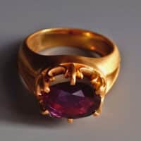 Cusped Ring, renaissance sapphire ring, baroque sapphire ring, historical gold jewelry, purple sapphire mens ring, SIJS