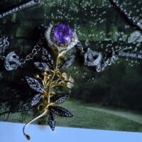 spinel pendant necklace, Sautoir Pendant, long pendant necklace, art nouveau pendant necklace, bespoke jewellery singapore, unusual flower jewellery, Laurel Pendant Necklace, bolo tie necklace women, bolo tie gold necklace, custom gold pendant singapore, SIJS