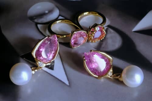 Pink Tourmaline Jewelry Set, pala pink tourmaline, pink tourmaline ring, pink tourmaline earrings, bespoke jewellery singapore, bespoke jewelry singapore, handmade jewellery singapore, bespoke earrings singapore, SIJS