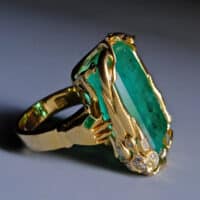 Art Nouveau Emerald Ring, large emerald ring, art nouveau rings, statement emerald ring, unique handmade jewelry business names, bespoke rings singapore, bespoke jewellery singapore, SIJS