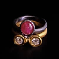 Double Stacked Ring, pair rings gold, ruby diamond rings for men, pair jewelry for couples, stackable diamond rings gold, stackable rings for men, bespoke jewellery singapore, ruby ring singapore, SIJS