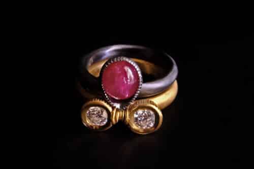 Double Stacked Ring, pair rings gold, ruby diamond rings for men, pair jewelry for couples, stackable diamond rings gold, stackable rings for men, bespoke jewellery singapore, ruby ring singapore, SIJS