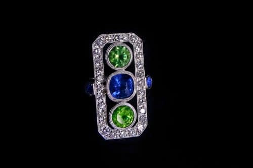demantoid garnet ring, cobalt blue spinel ring, unique handmade jewelry business names, statement ring singapore, bespoke jewellery singapore, bespoke rings singapore, custom fine jewelry singapore, SIJS