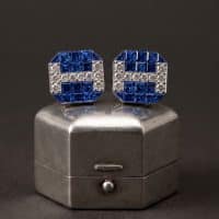 Art Deco Sapphire Earrings, sapphire earrings singapore, blue sapphire earrings with diamonds, royal blue sapphire earrings, unique jewellery singapore, custom earrings singapore, custom fine jewelry singapore, bespoke jewellery singapore, unique handmade jewelry business names, SIJS